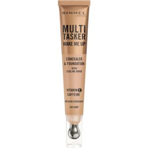 Multi-Tasker Wake Me Up Foundation & Concealer 040 Ivory Depuffs Brightens Dark Circles Metallic Cooling Applicator Caffeine Vitamin C 2% Niacinamide Vegan Cruelty Free