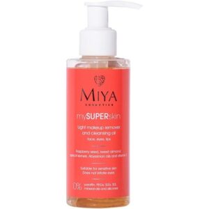Miya Cosmetics Light Makeup Remover Face Washing Oil 140ml with Raspberry Seed and Sweet Almond Oil Vitamin E Effective and Delicate Doesnt Irritate Eyes For all Skin Types Cruelty-Free