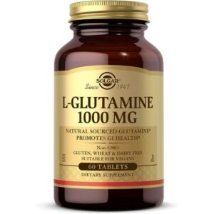 Solgar L-Glutamine 1000mg Tablets Pack of 60 Supports Muscle Function For Active Lifestyles Great Addition to Whey Powder Vegan
