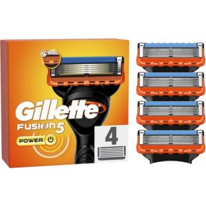 Gillette Fusion5 Power Razor Blades for Men with Precision Trimmer 5 Anti-Friction Blades - Pack of 4