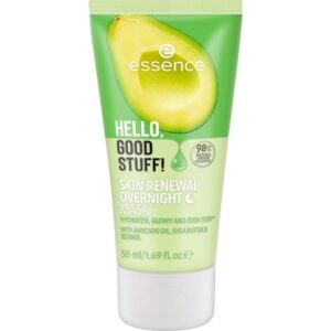 essence Hello, Good Stuff! Skin Renewal Overnight Mask Moisturizing Night Cream Transparent Vegan Paraben-Free Microplastic-Free Nanoparticle-Free 50ml