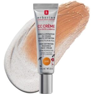 Erborian CC Cream with Centella Asiatica Lightweight Skin Perfector Tinted Moisturiser and Brightening Face Cream Fair Shade SPF 25 Caramel 15ml