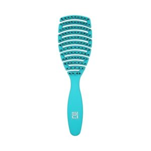 T4B Ilu My Happy Color Ocean Blue Easy Detangling Professional Hairbrush with Soft Hair Bristles