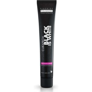 Curaprox Black is White Toothpaste 60ml - Activated Charcoal Whitening Toothpaste - SLS Free Microplastic Free Triclosan Free Fluoride Toothpaste
