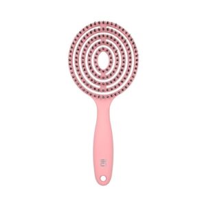 T4B Ilu Lollipop Candy Pink Professional Round Detangling Light Weight Hairbrush for Wet and Dry Hair Designed for Professional Hairdressers Colourful Brush