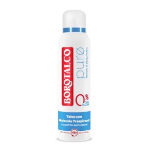 Borotalco Deodorant Spray Pure Sea Breeze with Talc and Breathable Molecules Alcohol and Aluminum-Free Dry and Odor-Blocking 48h Effectiveness Sea Scent