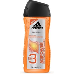 Adidas Adipower Shower Gel for Men 3-in-1 Activating Shower Gel for Body, Hair & Face pH Skin Friendly 250ml