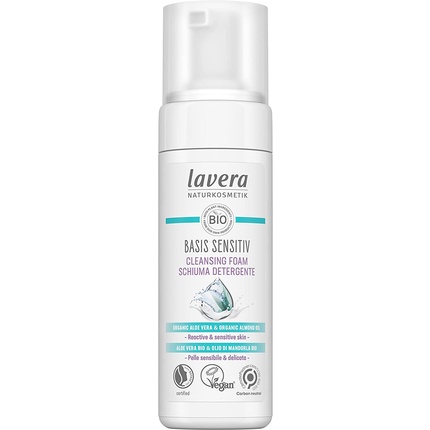 lavera basis sensitiv Cleansing Foam with Organic Aloe Vera and Almond Oil 150ml