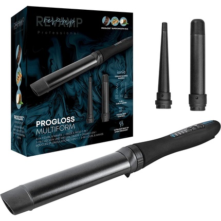 Revamp Progloss Multiform 3 in 1 Multistyler Ceramic Curling Iron with Ion Technology and 3 Attachments for Large Waves, Small, Medium and Large Curls Adjustable Temperature & Auto Shut Off