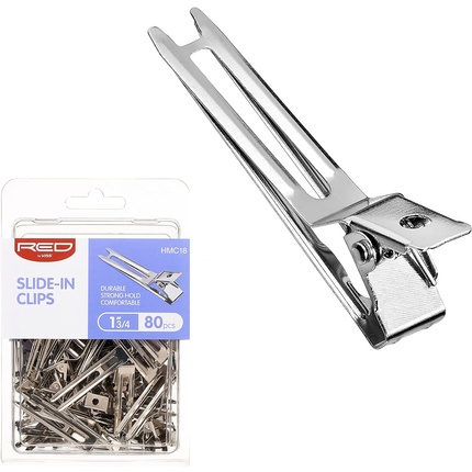 RED by Kiss 80pcs 1.75" Slide-In Hair Clips Durable Metal Curl Setting Clips for Hairdressing Sectioning & Retwisting Rust-Free Hair Pins for Dreads Dreadlocks & Twist Styles 1 count