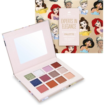 Pure Princess Eyeshadow MAD BEAUTY Disney Twelve Shade Palette With Mirror Self-Care Cosmetic Gift Belle Ariel Tiana Cinderella Jasmine