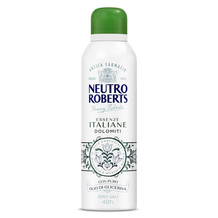 Neutro Roberts Dolomiti Deodorant Spray without Aluminum Salts with Essential Magnolia Oil and White Musk with Pure Glycerin Oil for Women and Men 200ml 48h White Musk