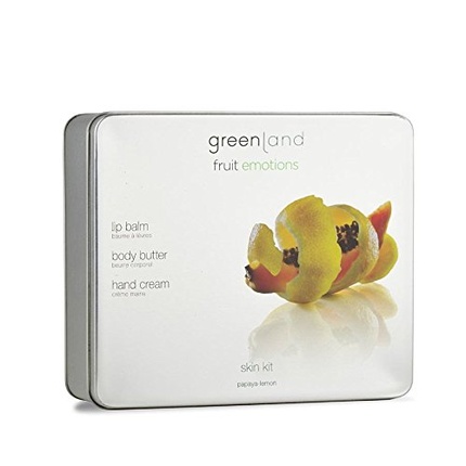 Greenland Papaya Lemon Skincare Set - Creamy Body Butter, Fragrant Lip Balm, and Natural Hand Cream - Paraben-Free - Great Pampering Set