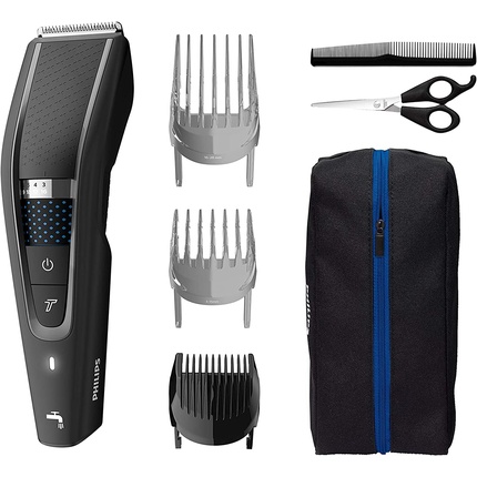 Philips HC5632/15 Hair and Beard Trimmer Series 5000 with Soft Carrying Case and Barber Set