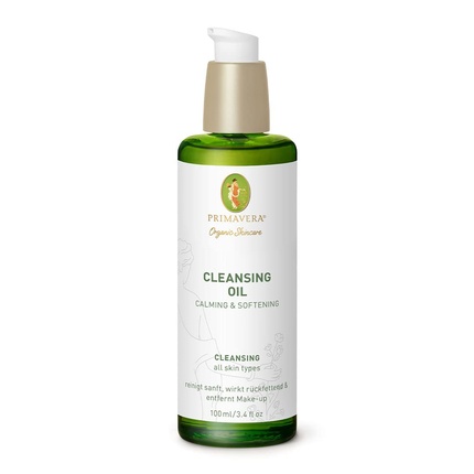 PRIMAVERA Calming & Softening Cleansing Oil 100ml - Natural Face Cleanser for All Skin Types - Removes Makeup and Nourishes Skin - Vegan