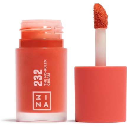 3INA MAKEUP The No-Rules Cream 232 Coral Red Liquid Blush Matte with Sweet Almond Oil Vegan Cruelty Free