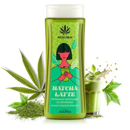 Joanna Extremely Refreshing Shower Gel Moisturizing Shower Gel Aromatic Matcha Latte Scent Gentle on Skin with Hemp Extract 300ml