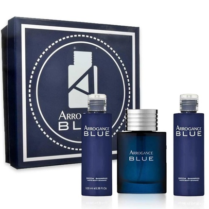 Arrogance Blue Men's Gift Box Perfume Edt 50ml 2 x Shower Shampoo 100ml