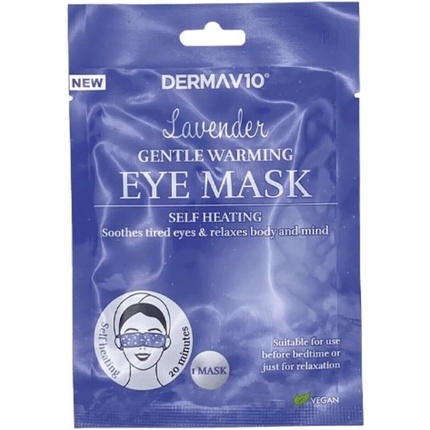 New Derma V10 Lavender Gentle Warming Eye Mask Self Heating - Relaxes Body and Mind