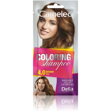 Cameleo Brown Coloring Shampoo Quick and Easy Color Refreshing Washable Coloring Tone In Tone 40ml 4.0