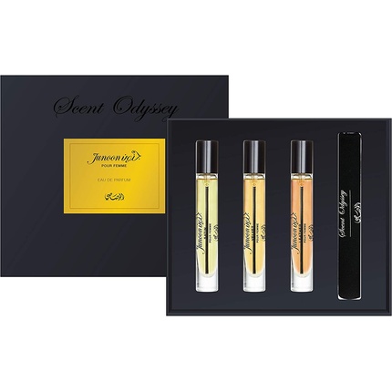Junoon Pour Femme Collection Scent Odyssey EDP 7.5ml - Set of 3 Satin Velvet Leather by Rasasi