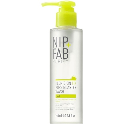 Nip + Fab Teen Skin Fix Pore Blaster Day Face Wash with Wasabi Extract and Vitamin E Cleansing Micellar Gel Facial Cleanser 145ml