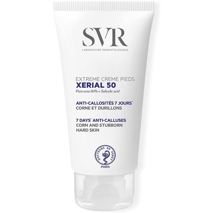 SVR XERIAL 50 Extreme Foot Cream with 50% Pure Urea for Severely Dry Cracking Rough Stubborn Hard Skin Prone to Corns and Calluses 50ml