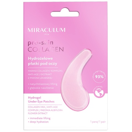 Miraculum Hydrogel Eye Pads Collagen PRO-SKIN for Dark Circles, Puffiness & Wrinkles Anti-Aging Eye Pads with Cooling Moisture 2 Pack