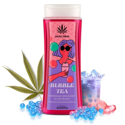 Joanna Extremely Refreshing Shower Gel Moisturizing Shower Gel Aromatic Bubble Tea Scent Gentle on Skin with Hemp Extract 300ml