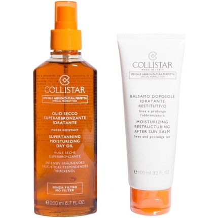 Collistar Sun Product Kit - 200 Ml Super Tanning Dry Oil And 100 Ml Restructuring And Moisturizing After-Sun Balm