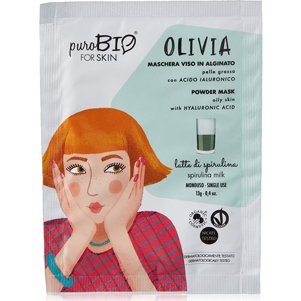 PUROBIO Olivia Spirulina Milk Alginate Face Mask for Oily Skin Unscented