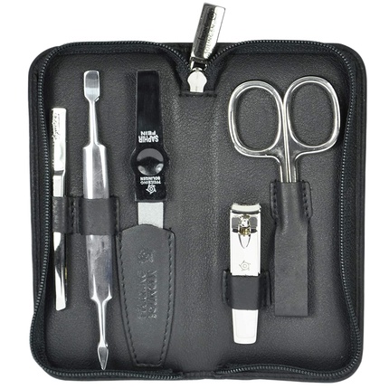 Pfeilring Manicure Set Black Nappa Leather 5 Pieces