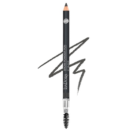 IsaDora Brow Pencil - Brow Powder in Pencil Form - Dense & Defined Eyebrows - Long-lasting Result - With Eyebrow Brush - Brow Pencil Hair Drawing - Black