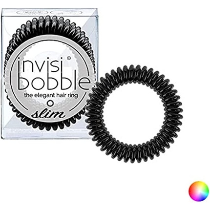 Invisibobble Slim Hair Ties True Black - No Kink Strong Hold Stylish Bracelet Suitable for All Hair Types
