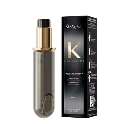 Kérastase Chronologiste Anti-Static Hair Oil with Stunning Scent for Shine and Less Split Ends Heat Protection up to 230°C Refill Pack Huile de Parfum 75ml