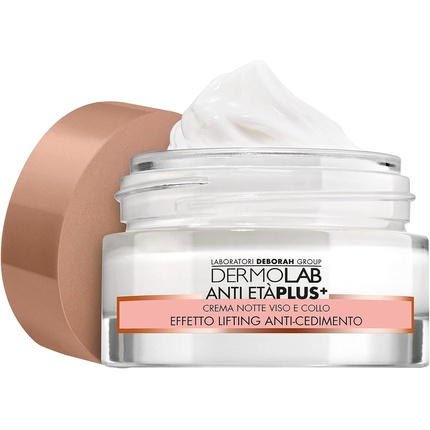 DERMOLAB Anti-Ageing Plus+ Night Cream for Face and Neck 50ml Hyaluronic Acid Effect Anti-Fog