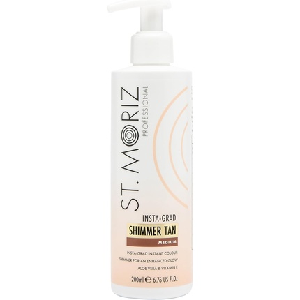 St Moriz Professional Insta-Grad Shimmer Tan Illuminating Bronzing Instant Fake Tan Body Lotion with Added Shimmer to Highlight Enhance Your Glow With Aloe Vera Vitamin E Vegan 200ml