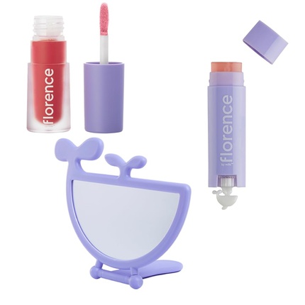 Florence by Mills Be A VIP Velvet Liquid Lipstick Oh Whale Tinted Lip Balm Whale Handheld Mirror
