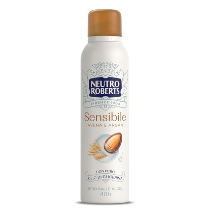 Neutro Roberts Deodorant Spray for Sensitive Skin with Soothing Oat and Argan, Aluminum-Free, Alcohol-Free, with Pure Glycerin Oil, Dermatologically Tested 150ml