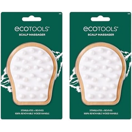 EcoTools Stimulation Scalp Massager in Shower Brush Removes Buildup Soft Silicone Bristles & Wood Handle Gently Massage Scalp for All Hair Types Eco Friendly & Cruelty-Free 1 Count