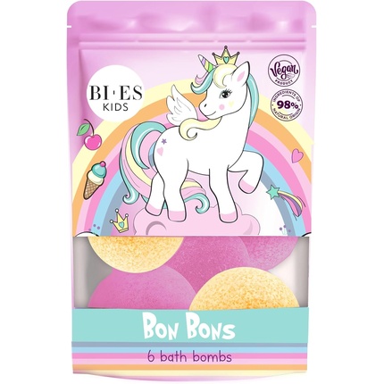 Unicorn Fizzing Bath Bombs 6pcs with Bon Bons Fragrance Vegan & Natural