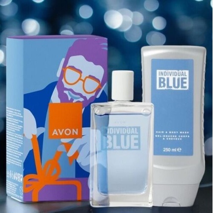 Avon Individual Blue Men's Gift Set with Perfume, Shower Gel, and Shampoo - Grapefruit