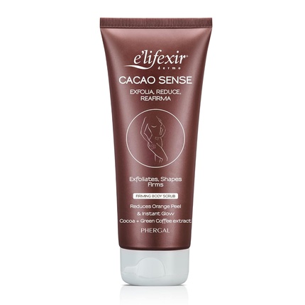E'LIFEXIR Cacao Sense Body Scrub Firming and Toning Improves Radiance Tightens and Smooths Skin Extract of Cocoa and Green Coffee 200ml