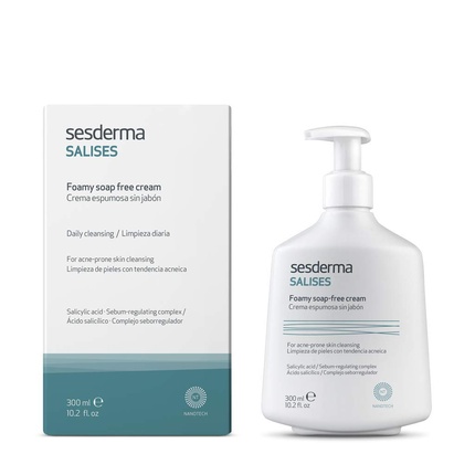 Sesderma Salises Foaming Soap-Free Cream for Acne-Prone Skin with Salicylic Acid and Mattifying Active Ingredients