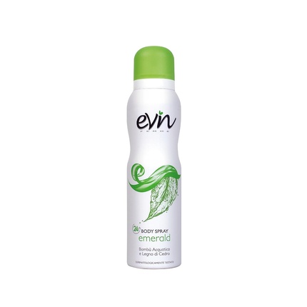 Evin Femme Deodorant for Women Spray Emerald Aquatic Bamboo and Cedarwood 24h Active Formula Dermatologically Tested 150ml