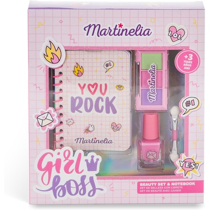 AQUARIUS Martinelia Super Girl Notebook & Beauty Set Girls Gift with Nail Polish and Powder Box