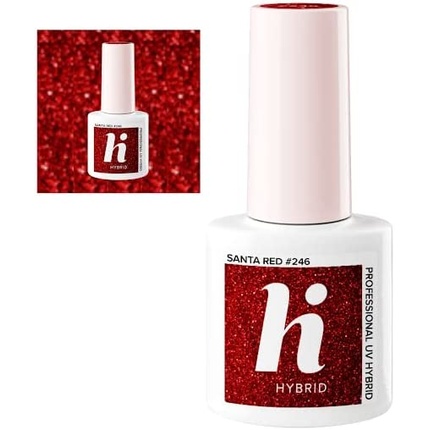 Hi Hybrid 246 Dark Glitter Santa Red UV Gel Nail Polish 5ml