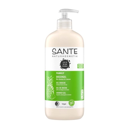 Sante Naturkosmetik Bio Pineapple & Lemon Shower Gel 950ml Family Size with Pump Dispenser