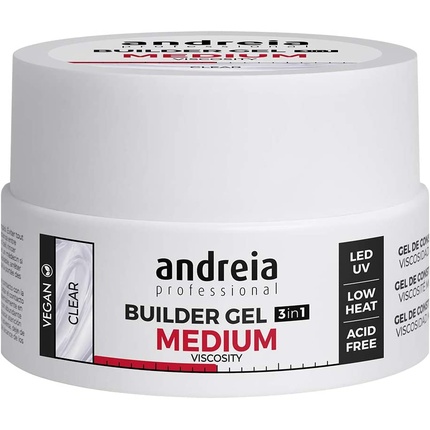 Andreia Professional Builder 3 in 1 Gel Medium Viscosity Clear 22g 0.78oz - Vegan for Nails