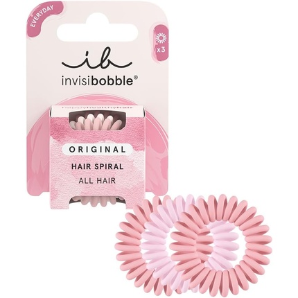 invisibobble Original Hair Scrunchies The Pinks 3 Spiral Hair Bobbles Matte Pink for Girls and Women